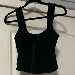 Forever 21 Black clasp closure-Front Crop Top